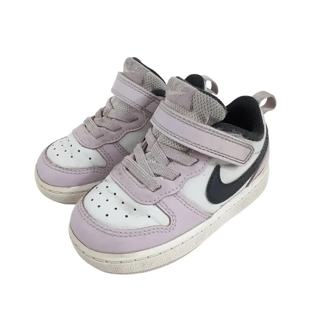 Nike Court Borough 2 Low Top Sneakers Purple Leather Basketball Shoe Girls 7C